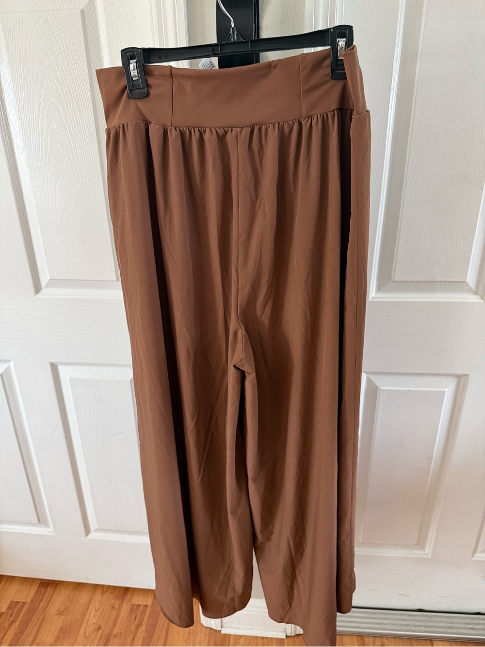 High-Waist Wide Leg Track Pants in Chestnut Brown